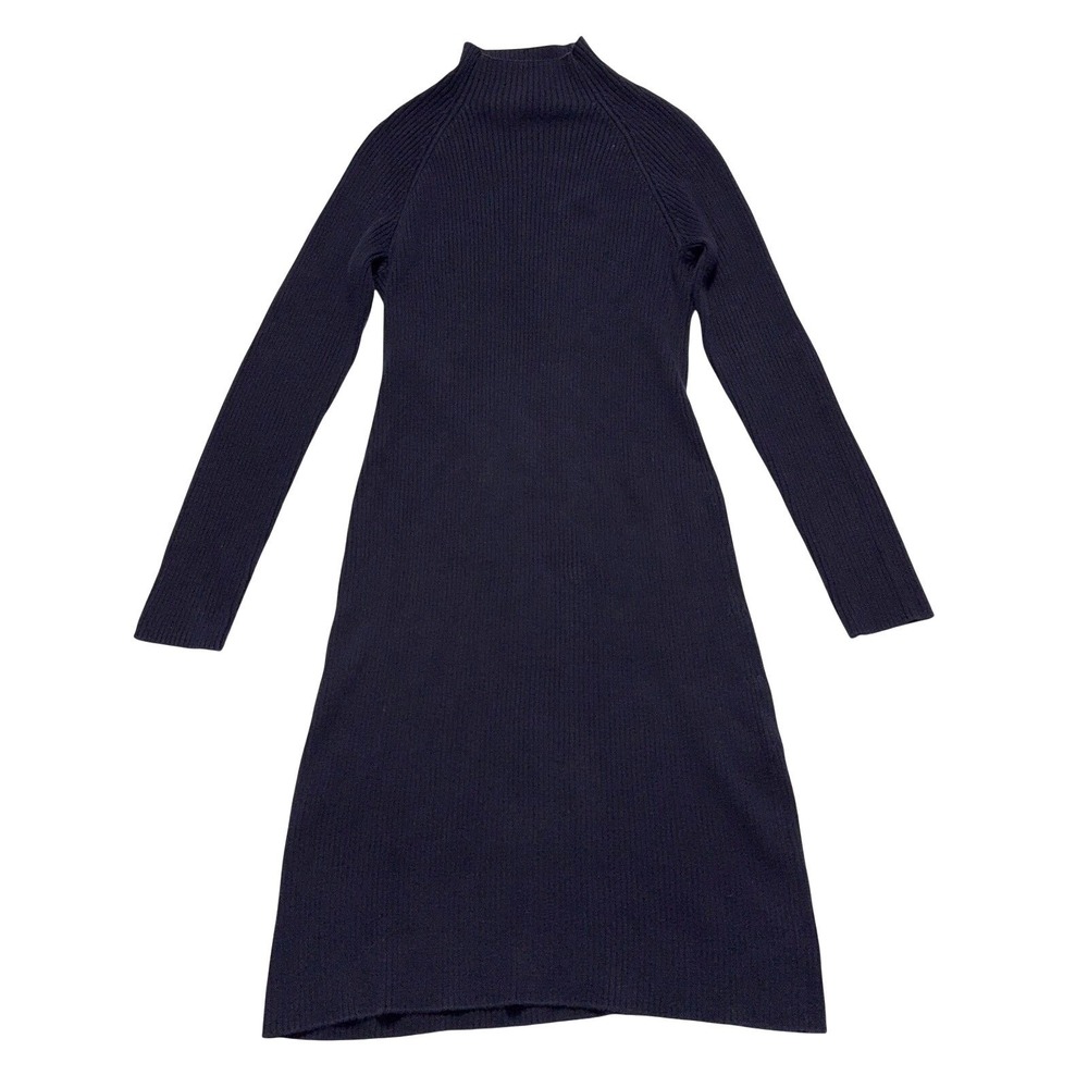 Vintage Polo Ralph‎ Lauren Cable Knit Turtleneck Dress Womens Medium Navy